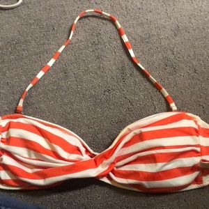 orange and white bikini top